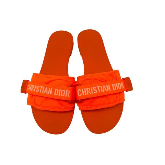 Christian Dior Technical Stretch Fabric Diorevolution Slides Orange Fluo Size 39 - Picture 1 of 6